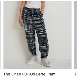 Everlane Plaid Linen Pull-On Pants